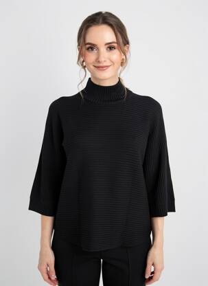 Pull coupe droite manches 3/4 noir HEINE femme
