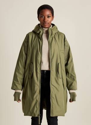 Manteau long a capuche a capuche vert BOMBERS femme
