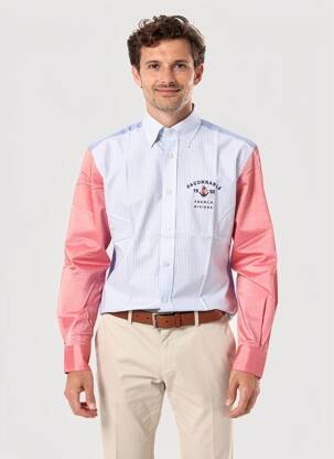 Chemise manches longues coupe droite bleu FACONNABLE homme