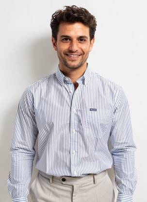 Chemise manches longues coupe droite bleu FACONNABLE homme