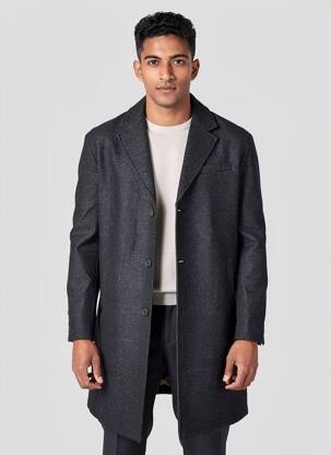 Manteau long coupe droite sans capuche noir THE KOOPLES homme
