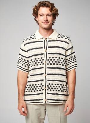 Gilet manches courtes col chemisier blanc GUESS homme