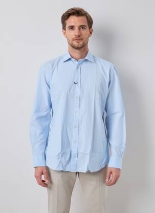 Chemise manches longues coupe droite bleu FACONNABLE homme