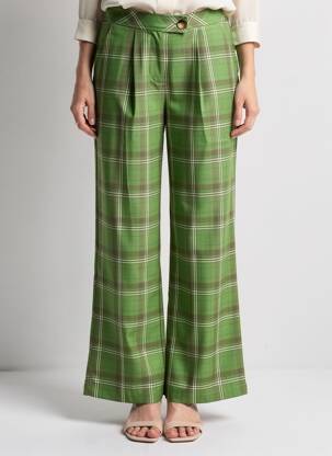 Pantalon droit stretch taille haute vert FRNCH femme