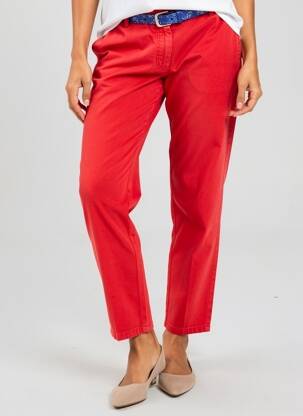 Pantalon droit tissage popeline taille normale rouge LABDIP femme