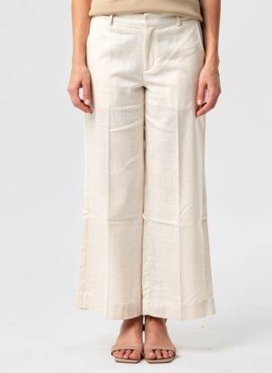 Pantalon droit fermeture zippée sous rabat boutonné taille normale beige GRACE & MILA femme