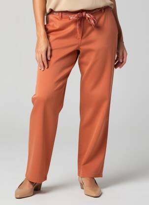 Pantalon droit tissage popeline taille normale orange LABDIP femme