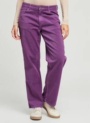 Pantalon droit fermeture zippée sous rabat boutonné taille normale violet LABDIP femme