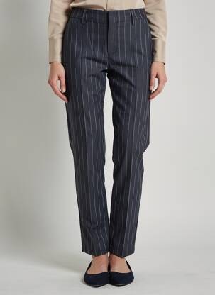 Pantalon droit tissage popeline taille normale bleu REIKO femme