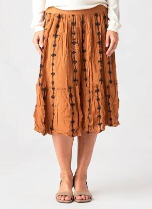Jupe mi-longue taille normale marron VERO MODA femme