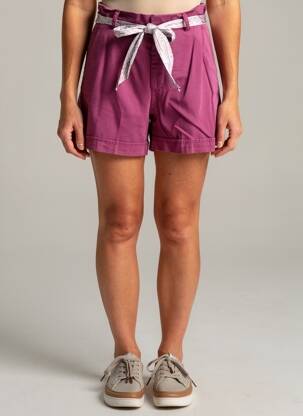 Short fermeture zippée sous rabat avec crochet taille haute violet LABDIP femme
