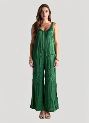 Combi-pantalon coupe fluide manches longues vert AMERICAN VINTAGE femme