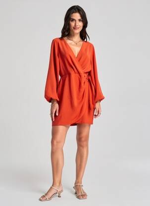Robe courte manches longues manches longues orange INSPIRATION STUDIO femme