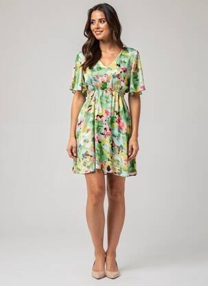 Robe courte manches courtes manches courtes vert SUZZY & MILLY femme