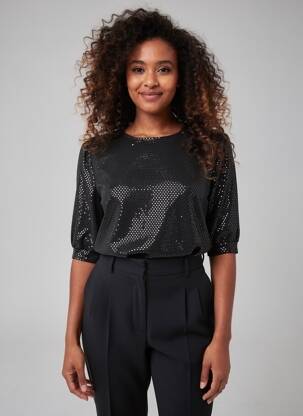 Top stretch manches courtes noir GRACE & MILA femme