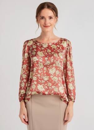 Blouse légère et transparente manches 3/4 rouge PAKO LITTO femme