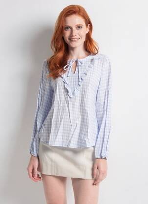 Blouse manches longues manches longues bleu GARANCE femme
