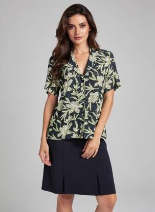 Chemisier manches courtes manches courtes noir GARANCE femme