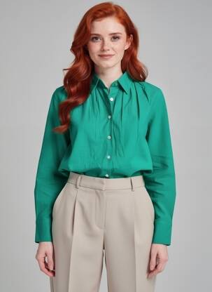Chemisier manches courtes manches courtes vert INSPIRATION STUDIO femme