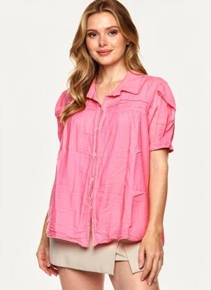 Chemisier manches courtes manches courtes rose ANDROMEDE femme
