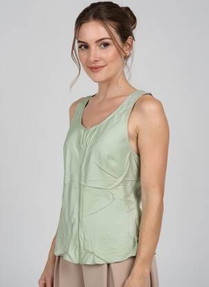Top stretch sans manche vert POHÊME femme
