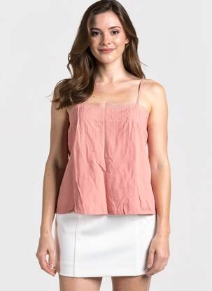 Top col carré fines bretelles rose CHARLIOR femme