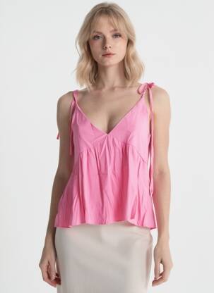 Top tissage crêpe fines bretelles rose LILI & LALA femme