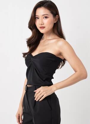 Top stretch sans manche noir KILKY femme