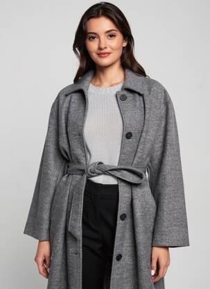 Manteau long coupe cintrée sans capuche gris TOM TAILOR femme