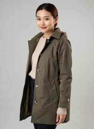 Parka manches longues a capuche vert 7 SEASONS femme