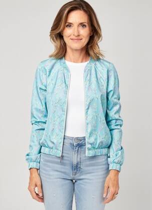 Blouson col v bleu CHRISTINE LAURE femme