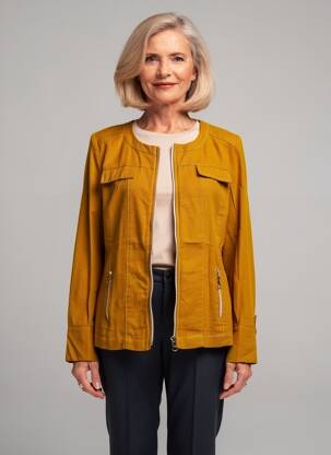 Veste casual col rond jaune CHRISTINE LAURE femme