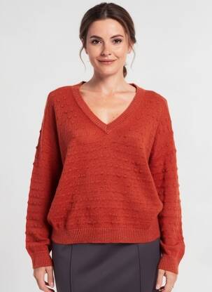Pull col v manches longues orange LE PETIT BAIGNEUR femme