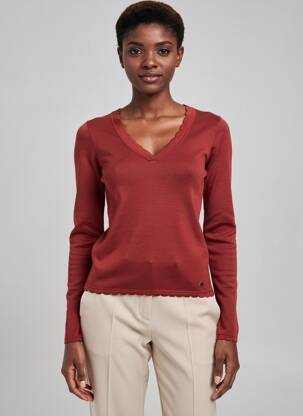 Pull col v manches longues orange LE PETIT BAIGNEUR femme