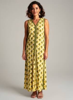 Robe longue sans manche sans manche jaune MD'M femme