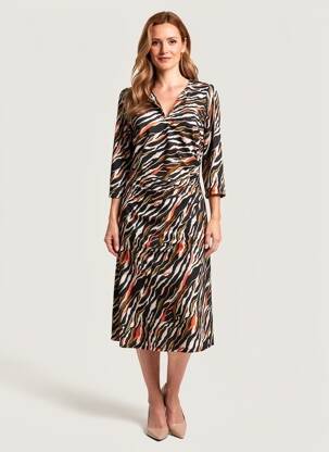 Robe mi-longue manches 3/4 manches 3/4 noir K-DESIGN femme