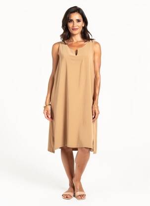 Robe mi-longue coupe fluide sans manche beige G!OZE femme