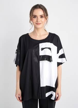 Tunique manches courtes col rond noir OLIVER JUNG femme
