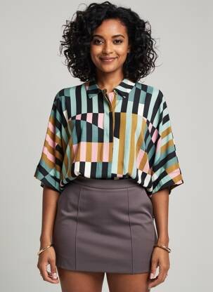 Chemisier manches courtes manches courtes vert MASAI femme