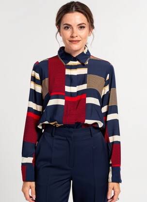 Chemisier tissage popeline manches longues bleu MASAI femme