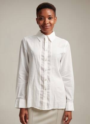 Chemisier tissage crêpe manches longues blanc KOKOMARINA femme