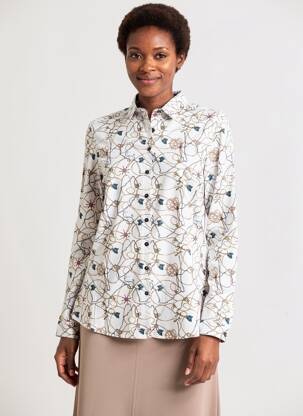 Chemisier coupe cintrée manches longues blanc BARILOCHE femme