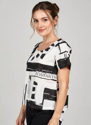 Tunique manches courtes col rond noir KOKOMARINA femme