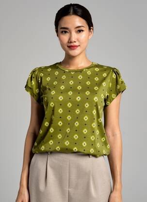 T-shirt imprimé fantaisie manches courtes vert MD'M femme