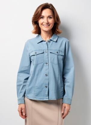 Chemisier coupe cintrée manches longues bleu SIGNATURE femme