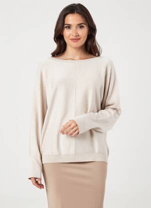 Pull tissage chiné manches longues beige OUI femme
