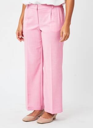 Pantalon droit taille à pinces taille haute rose BARILOCHE femme