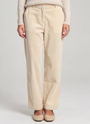 Pantalon droit fermeture zippée sous rabat boutonné taille normale beige BELLA JONES femme