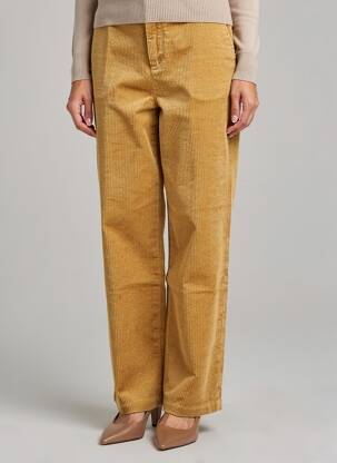 Pantalon droit fermeture zippée sous rabat boutonné taille normale marron BELLA JONES femme