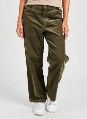 Pantalon droit fermeture zippée sous rabat boutonné taille normale vert CLOSED femme